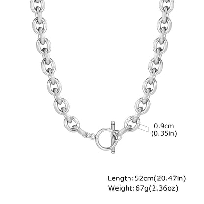 Rockyu ネックレス メンズ チェーンネックレス ステンレススチール 幅0.9cm 52cm OTバックル シルバー/ゴールド