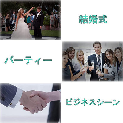 Rockyu メンズ シルバー タイピン＆カフスセット（馬・市松模様）