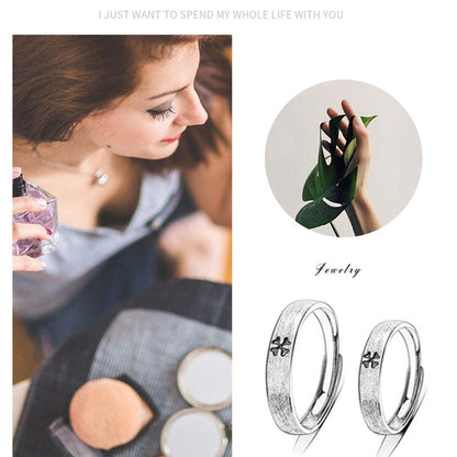 Rockyu 指輪 メンズ シルバー925 ペアリング 四つ葉クローバー サイズ調整可 結婚婚約