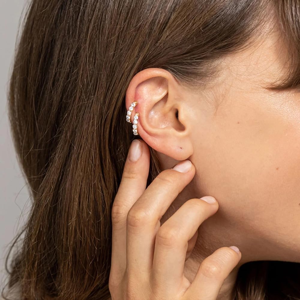 Rockyu シルバー925 ジルコニアフルエタニティイヤーカフ レディース