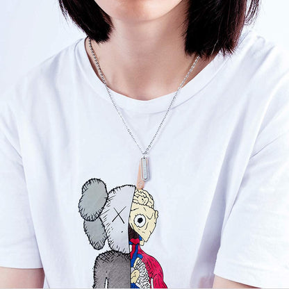 Rockyu ペアネックレス ステンレス＆ローズゴールド “You are my life” ジルコニア刻印入り チェーン付き