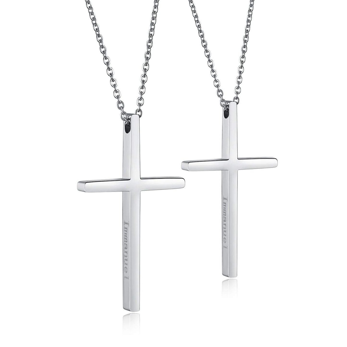 [Rockyu] ブランド 十字架ペアネックレス カップル 人気ブランド ステンレス アレルギー対応 シルバー ブラック ピンクゴールド ファッション クロスネックレス 細い 十字架ペンダント