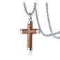 Rockyu メンズ ネックレス 十字架 シルバー＆ウッド チェーン付き プレゼントに最適