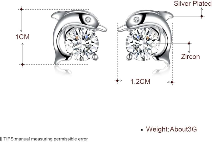 イルカモチーフ×ジルコンのきらめきピアス｜S925シルバー スタッドタイプ