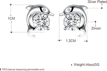 イルカモチーフ×ジルコンのきらめきピアス｜S925シルバー スタッドタイプ
