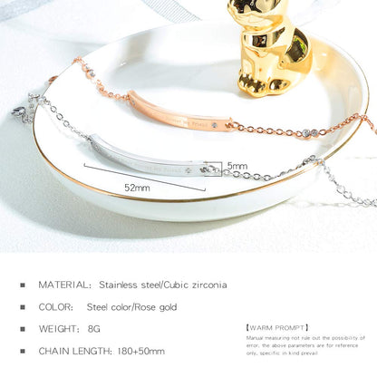 Rockyu レディースブレスレット ピンクゴールド 18K風 チタン製 ジルコン付 サイズ調整可