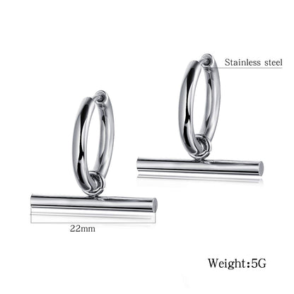 Rockyu ピアス メンズ レディース シンプル ステンレス リング ショートバー フープ 両耳セット アレルギー対応