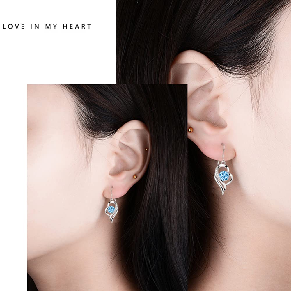Rockyu レディース ハートフックピアス S925 シルバー ジルコニア 揺れるデザイン アレルギー対応