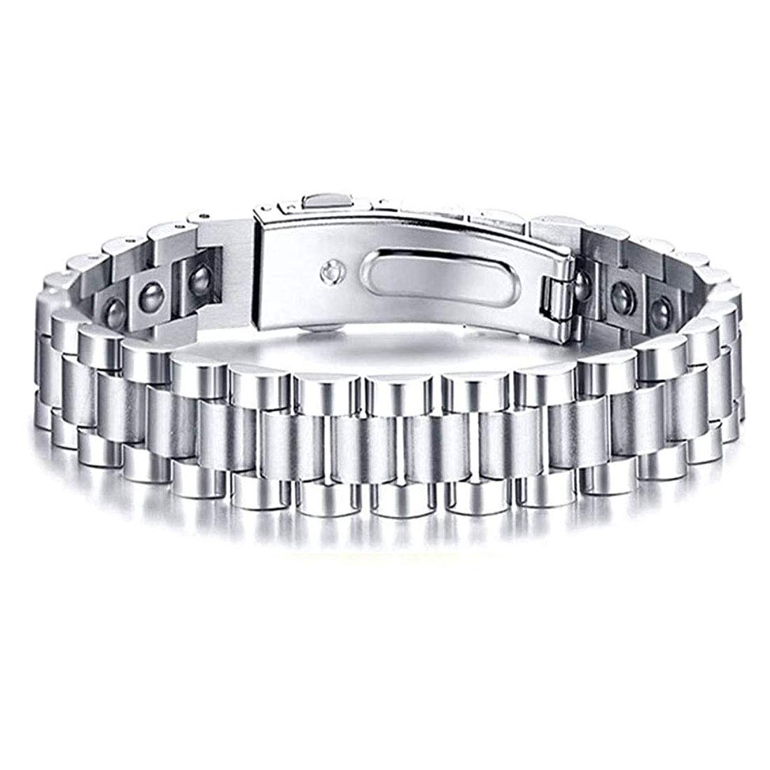 Rockyu 磁気ブレスレット メンズ｜ゲルマニウム＆チタン ステンレス製 健康サポートアクセ