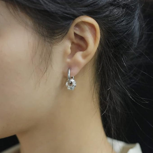 Rockyu ピアス メンズ フープ シルバー 髑髏 スカル チタン製 アレルギー対応