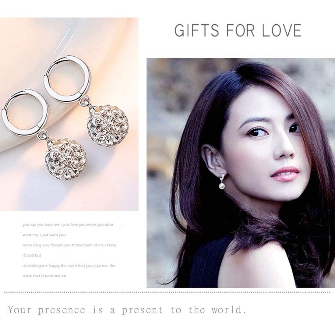 Rockyu パールピアス レディース フープタイプ ゆれる上品デザイン 両耳用