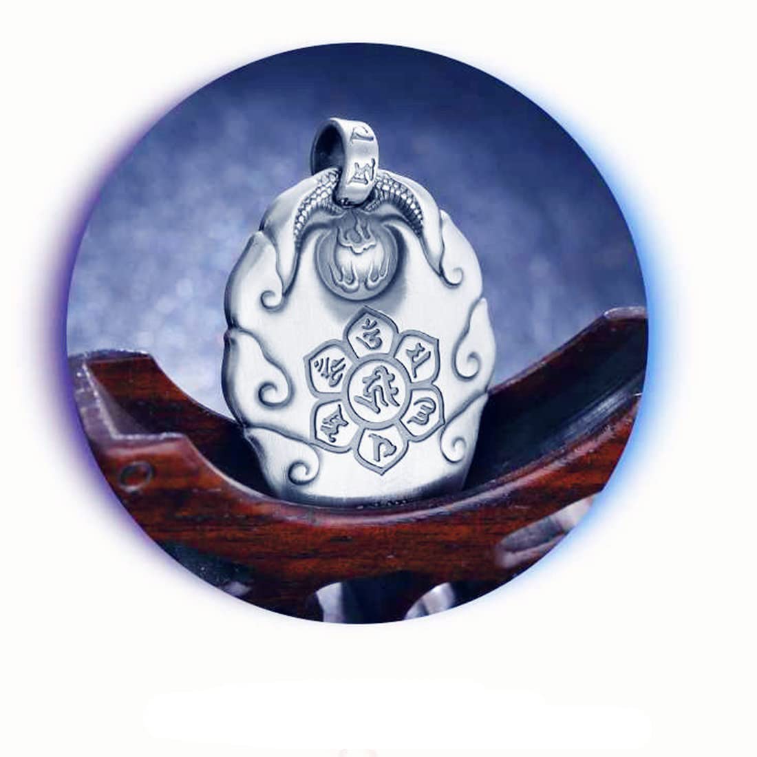 Rockyu 十二支守護仏 ネックレス メンズ タイシルバー仕上げ 開運お守りペンダント