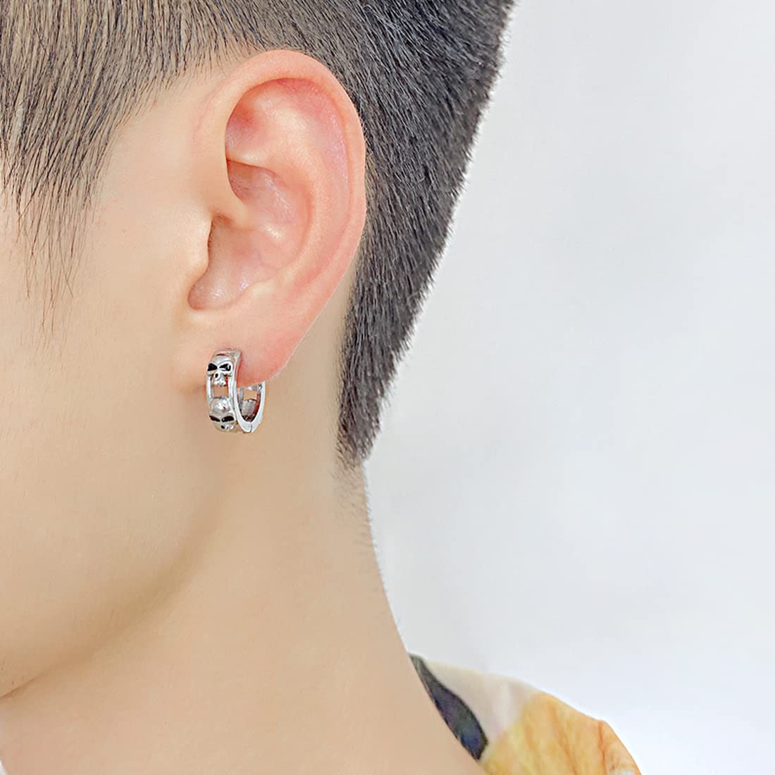 Rockyu ステンレススカルフープピアス メンズ レディース