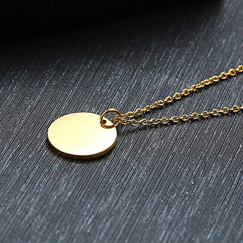 Rockyu ネックレス レディース ゴールド チタン コイン メダルペンダント エリザベス 鎖骨チェーン