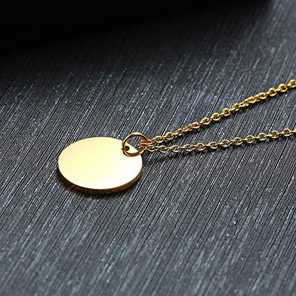 Rockyu ネックレス レディース ゴールド チタン コイン メダルペンダント エリザベス 鎖骨チェーン