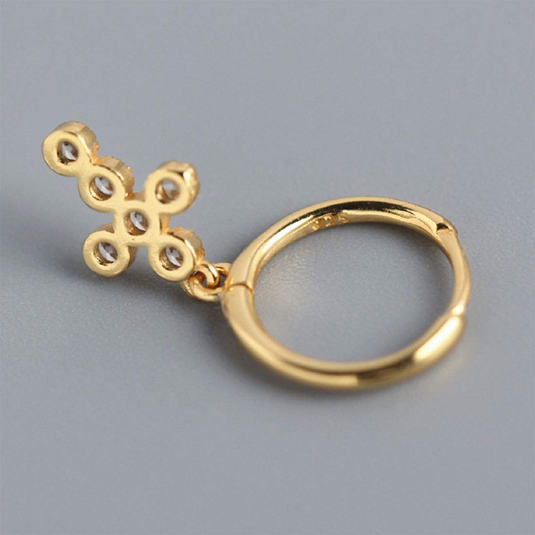 Rockyu ピアス レディース フープ クロス 十字架 ジルコニア 揺れる 上品 ジュエリー