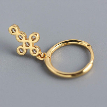 Rockyu ピアス レディース フープ クロス 十字架 ジルコニア 揺れる 上品 ジュエリー