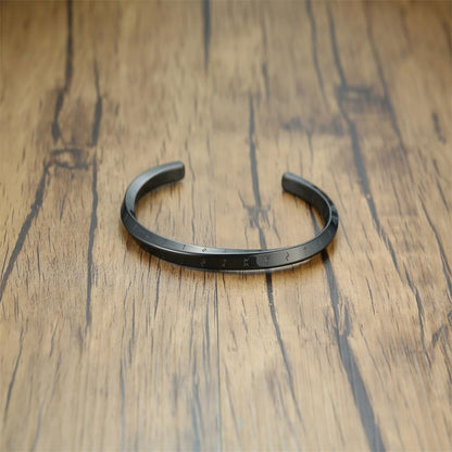 Rockyu ブレスレット メンズ モービウスデザイン バイキング符号 ステンレス オープン C型