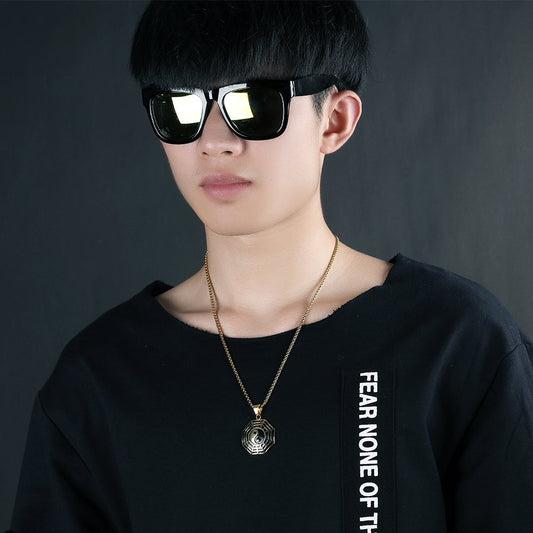 陰陽×八卦ネックレス 2色展開｜開運＆魔除けステンレスペンダント メンズ