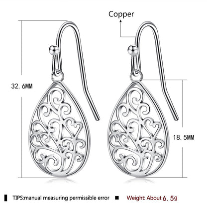 Rockyu ピアス レディース ゴールド シルバー 心形 フック ハートピアス 揺れる 透かし彫り ステンレス 友達 誕生日 パーティー ギフト おしゃれ アクセサリー (雫)