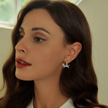 Rockyu ピアス リング レディース シルバー925 小さめフープ アニマルモチーフ 犬 猫 パンダ 可愛いセット