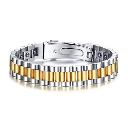 Rockyu 磁気ブレスレット メンズ｜ゲルマニウム＆チタン ステンレス製 健康サポートアクセ