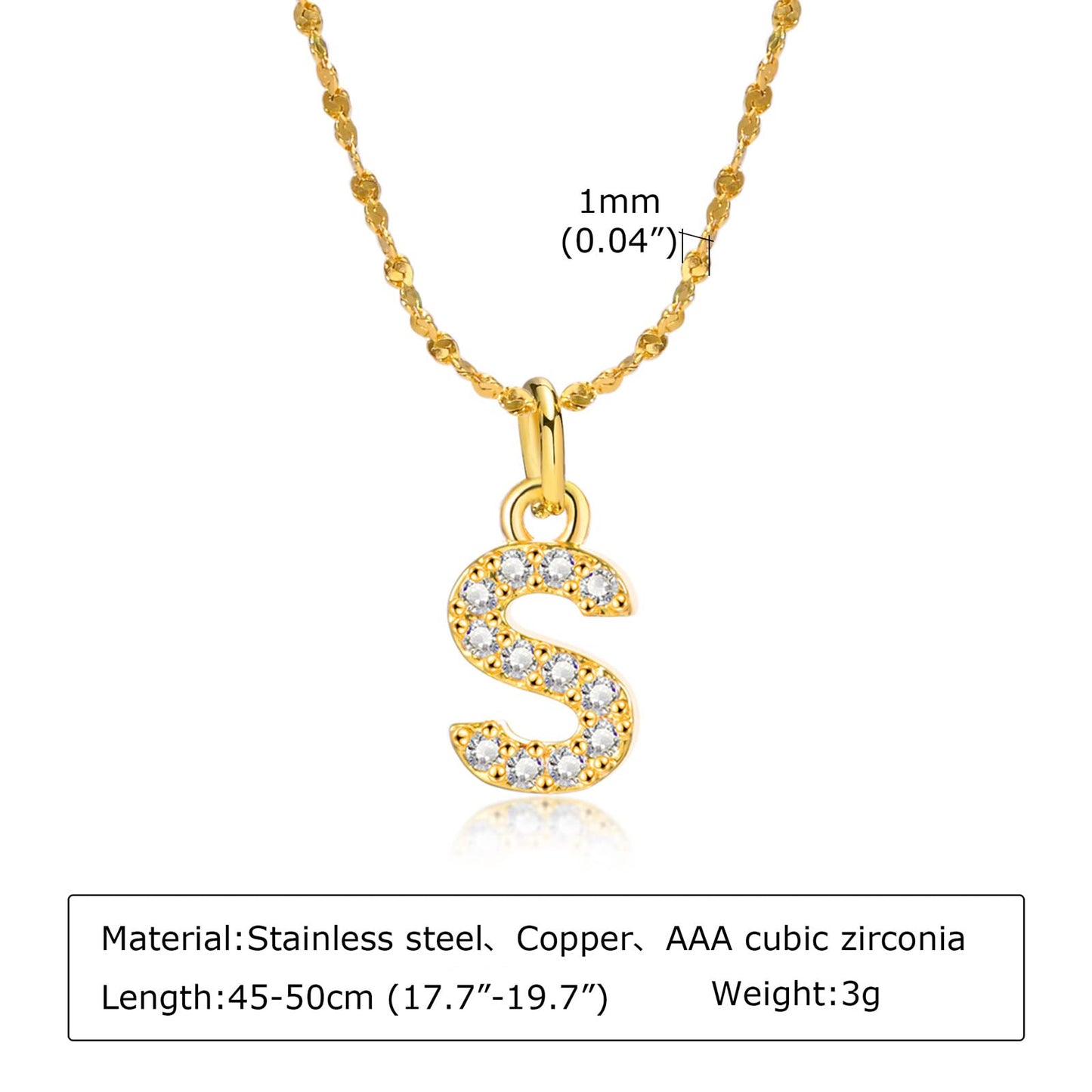 Rockyu ネックレス レディース ゴールド イニシャルペンダント ジルコニア アレルギー対応