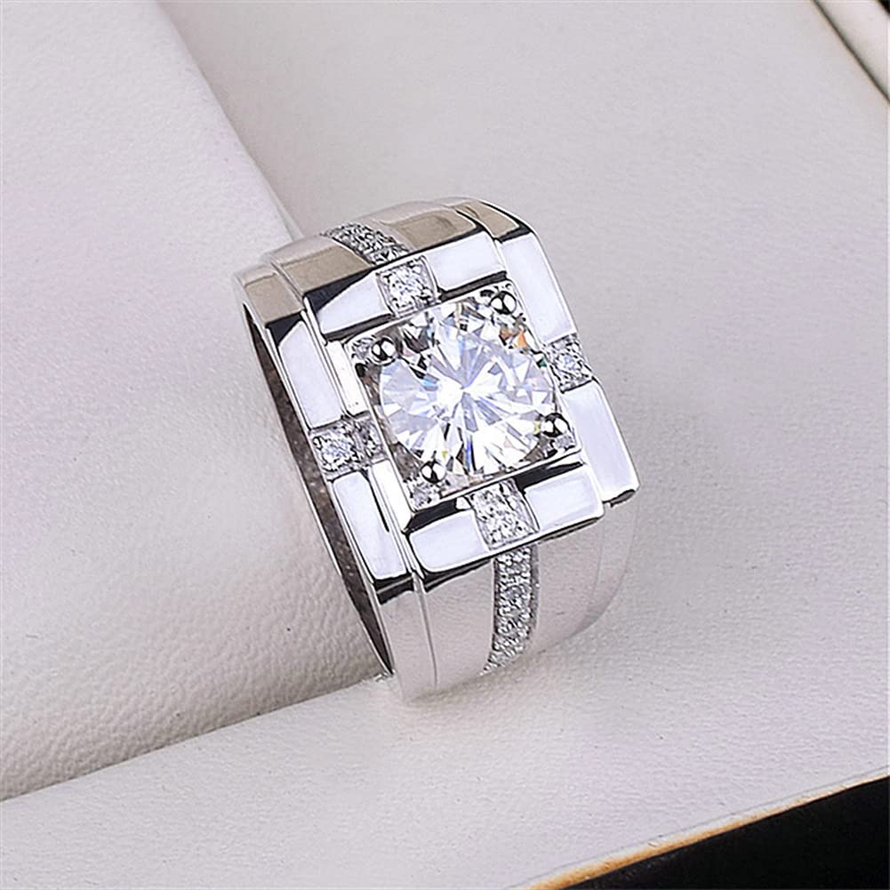 Rockyu メンズリング フリーサイズ 一粒ジルコニア シルバー 光沢仕上げ