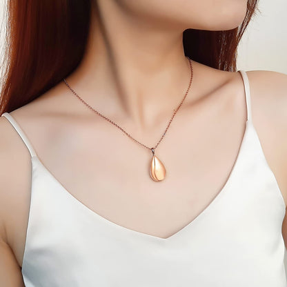 Rockyu 涙型メモリアルネックレス 遺骨ペンダント ステンレス製 金属アレルギー対応 手元供養 50cm