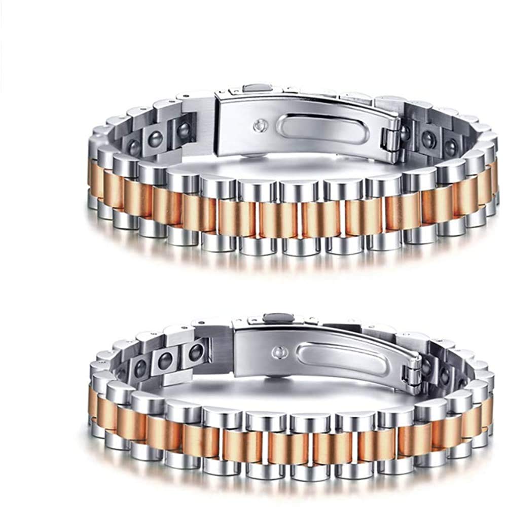 Rockyu 磁気ブレスレット メンズ｜ゲルマニウム＆チタン ステンレス製 健康サポートアクセ