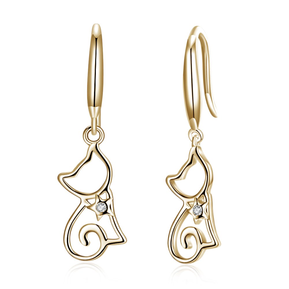 Rockyu 猫モチーフ シルバー925 フックピアス｜キュートで軽やかなレディースアクセ