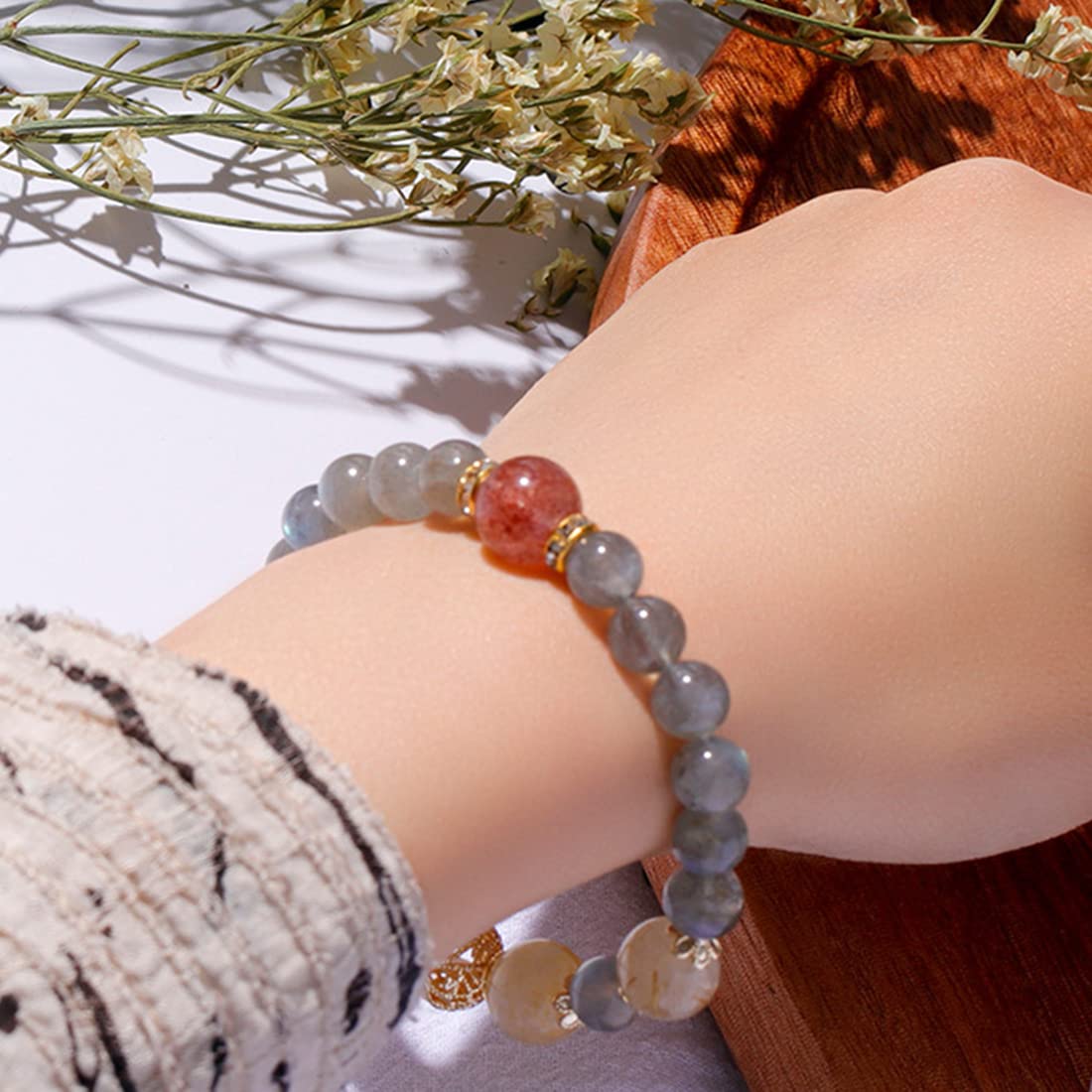 幸運を引き寄せる天然石ブレスレット｜ブルークリスタル＆ルチルクォーツの華やぎ