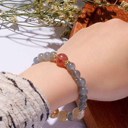 幸運を引き寄せる天然石ブレスレット｜ブルークリスタル＆ルチルクォーツの華やぎ