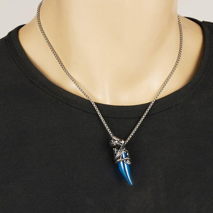 Rockyu メンズネックレス ドラゴンペンダント 牙モチーフ ステンレス製 金属アレルギー対応