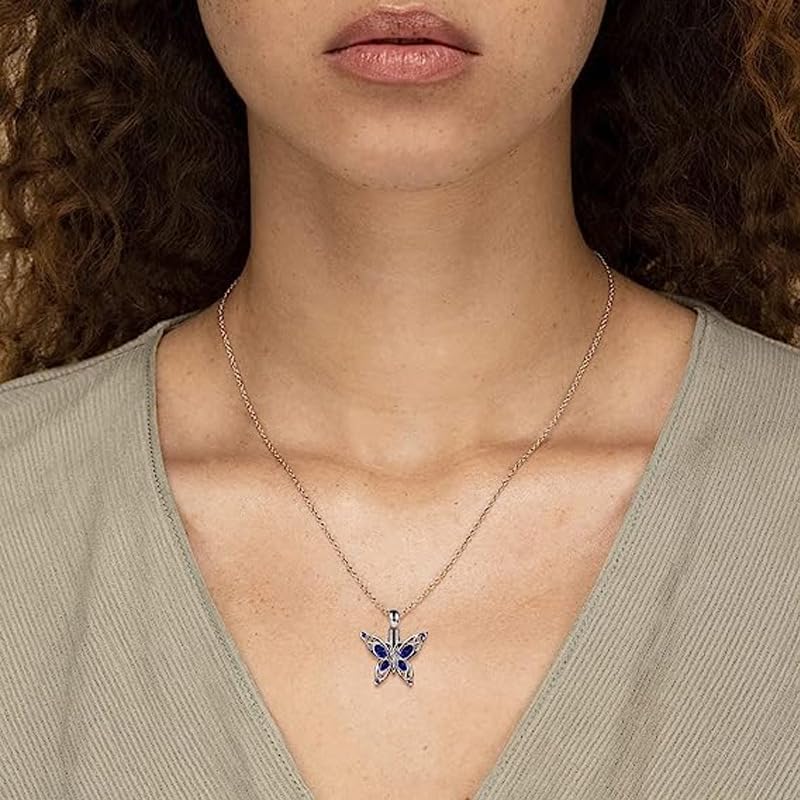 Rockyu ネックレス レディース ステンレス 蝶モチーフ 誕生石入り メモリアルジュエリー お守り 追悼ネックレス ギフト