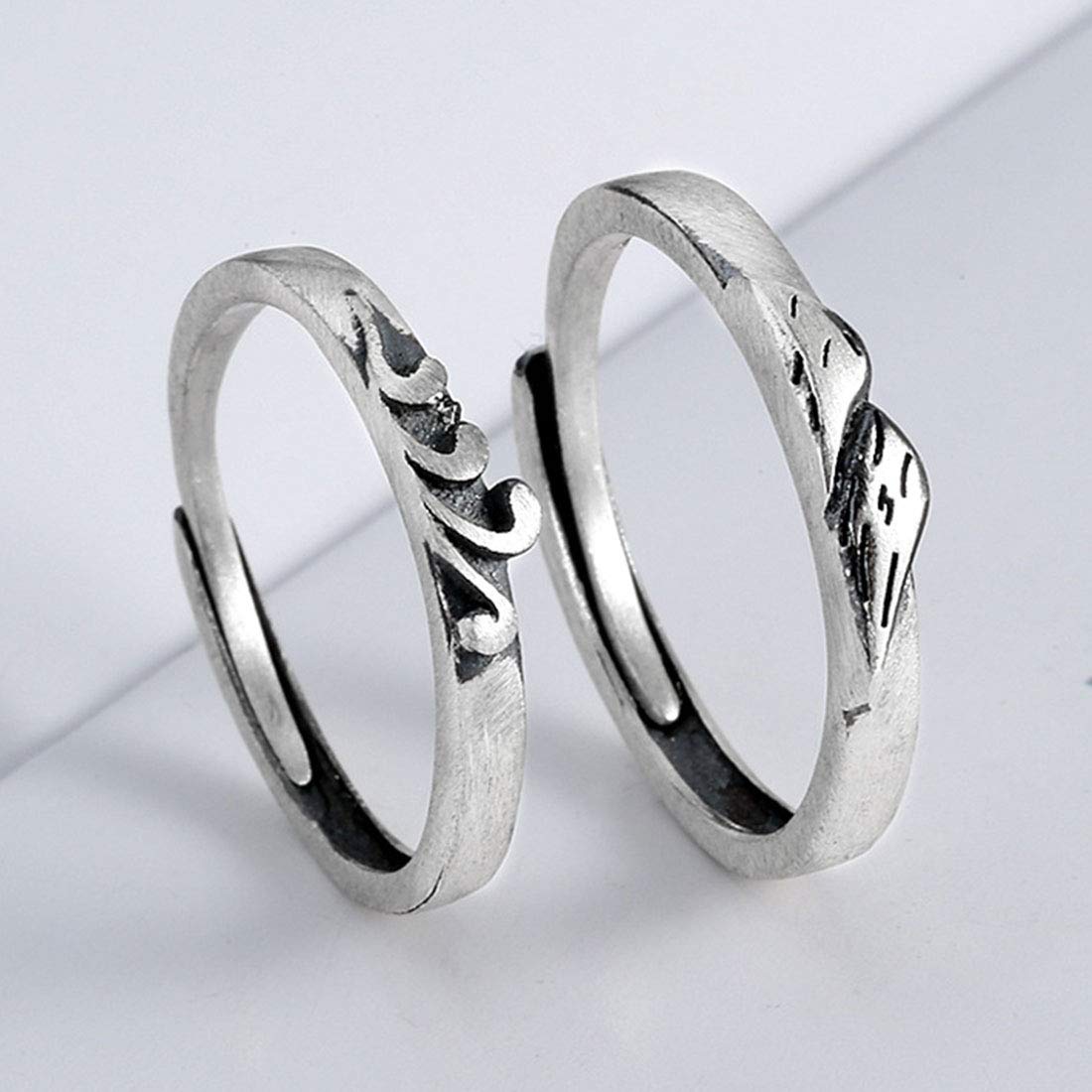 Rockyu 指輪 メンズ シルバー925 フリーサイズ 復古デザイン ペアリング 結婚婚約対応