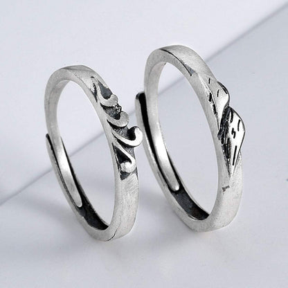 Rockyu 指輪 メンズ シルバー925 フリーサイズ 復古デザイン ペアリング 結婚婚約対応