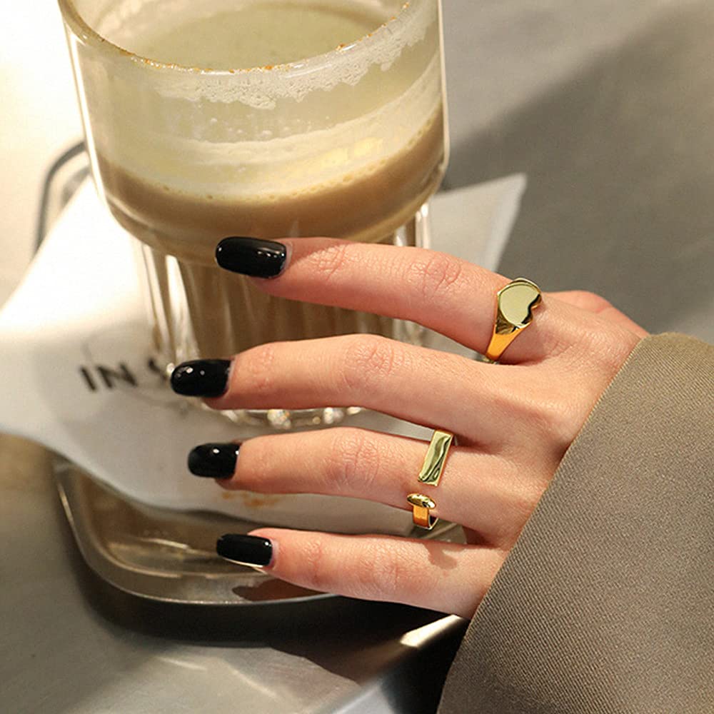 Rockyu ハートリング レディース シルバー925 ゴールド フリーサイズ 金属アレルギー対応 鏡面仕上げ