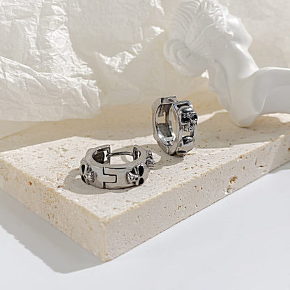 Rockyu ステンレススカルフープピアス メンズ レディース