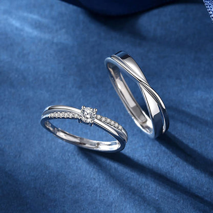 Rockyu メビウス ペアリング 一粒ダイヤ シルバー925 指輪 フリーサイズ