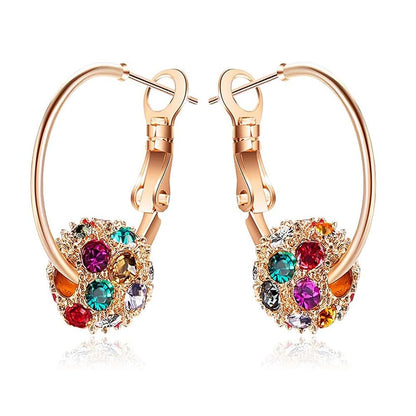 Rockyu ジュエリー フープピアス レディース オーストリア水晶 ミラーボール 揺れるイヤリング