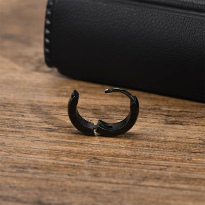 Rockyu ステンレス製 ブラックコーティング柄入りフープピアス メンズ 片耳用