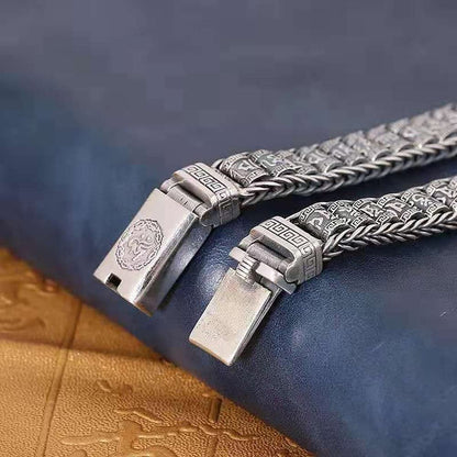 Rockyu メンズ ブレスレット 真言彫刻 回転ローラー 厄除け お守りアクセサリー