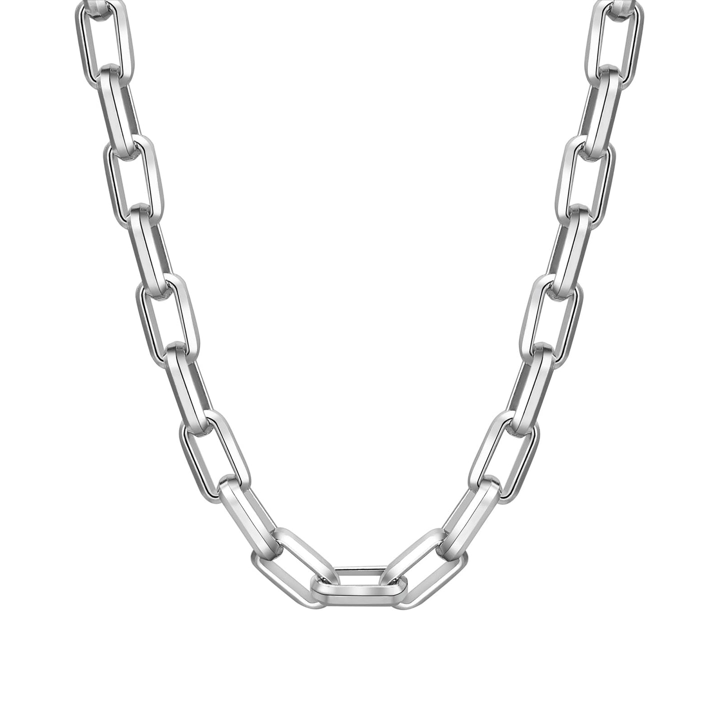 オーバルリンクチェーンネックレス｜メンズ ステンレス製 太め9.2mm シルバー 55cm