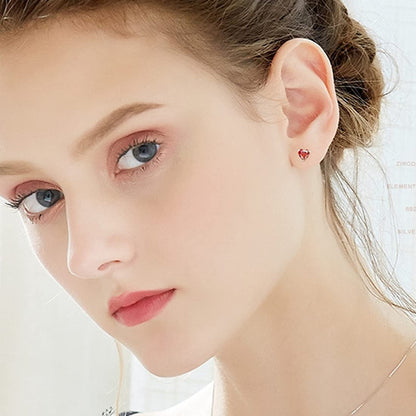 Rockyu ハート型クリスタルピアス【シルバー925・金属アレルギー対応】