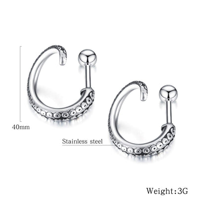 Rockyu ピアス メンズ 片耳 両耳 ステンレス タコ足デザイン シルバー スタッドピアス