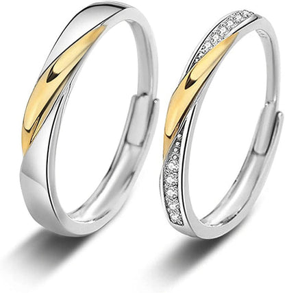 Rockyu ペアリング シルバー925｜メビウス風ツイストデザイン フリーサイズ指輪