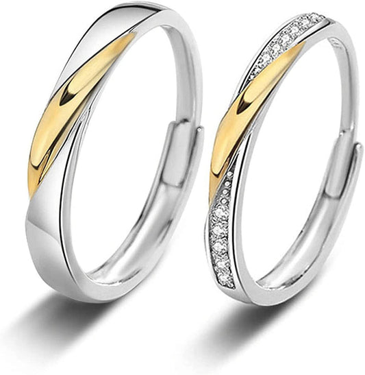 Rockyu ペアリング シルバー925｜メビウス風ツイストデザイン フリーサイズ指輪