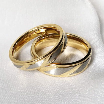 ゴールド＆シルバーツートン チタンカップルリング｜選べるサイズ＆幅（4mm/6mm）