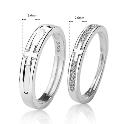 Rockyu 指輪 メンズ レディース ペアリング シルバー925 クロスデザイン フリーサイズ 純銀製